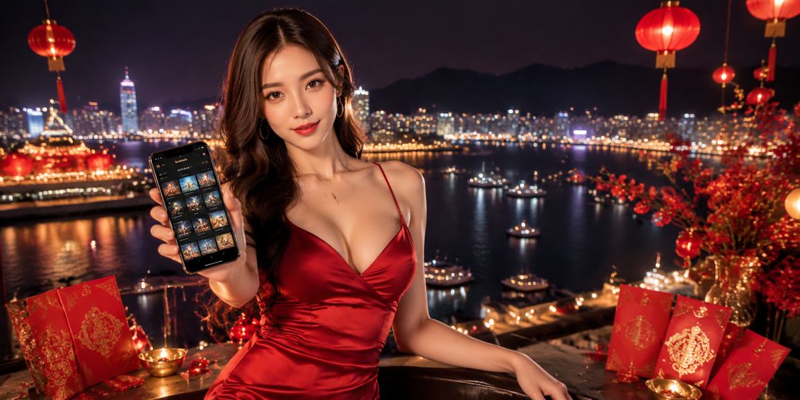 Khung cảnh lễ hội đêm Nha Trang với đèn lồng đỏ và người dùng nhận bonus phong bì đỏ trên điện thoại